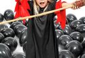 Young girl with her broom for halloween