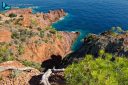 Couleur ocre du massif de l'Esterel, Var, France