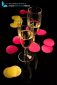 Two glasses of champagne with party confetti