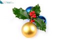 Christmas decoration with holly and blue and golden balls