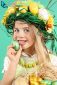 Young girl wearing fun hairstyle on Easter day eats chocolate eggs